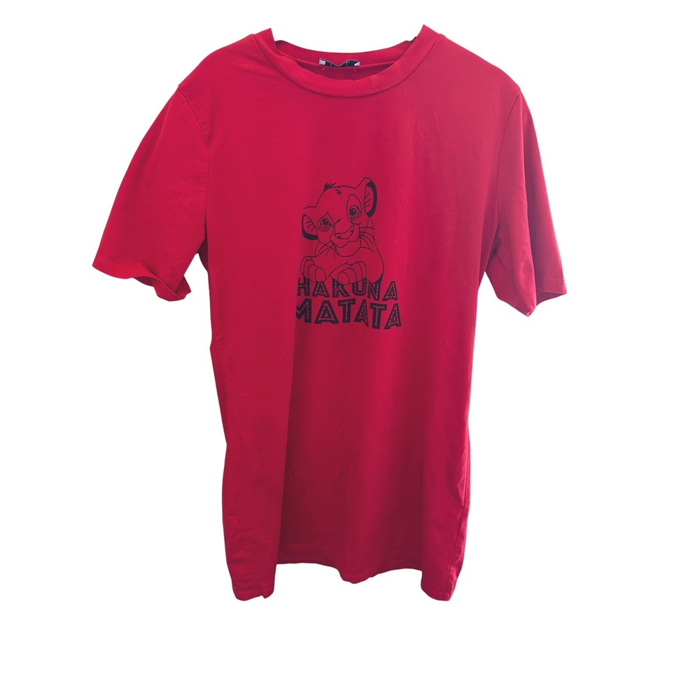 T.X.L Lion King Simba Graphic Nightshirt Women Sz L Red Excellent Hakuna Matata